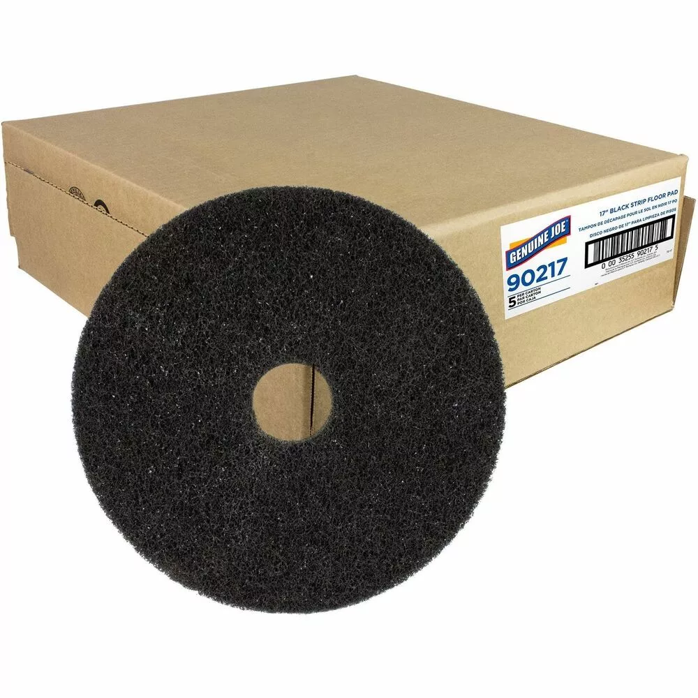 Genuine Joe Floor Pads, f/Heavy-duty Stripping, 17", 5/CT, Black
