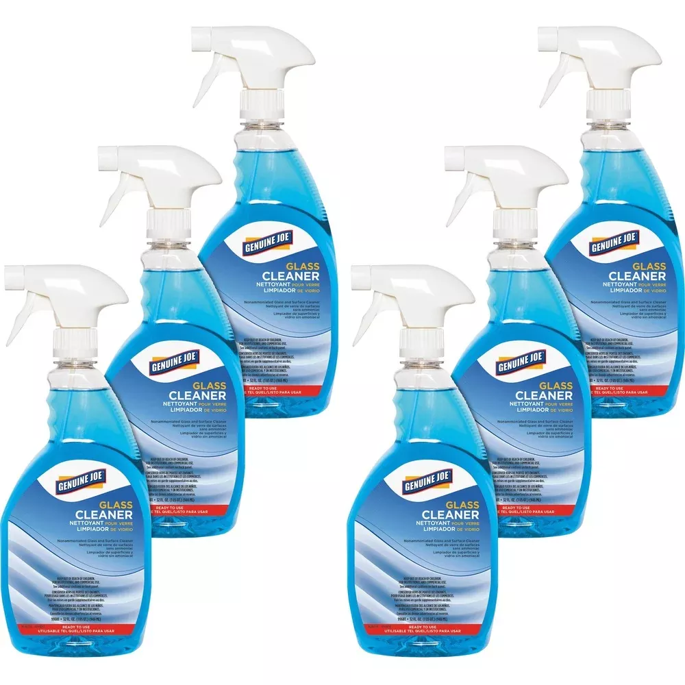 Genuine Joe Glass Cleaner,Non-ammoniated,Spray Bottle,32 oz,6/CT,Blue