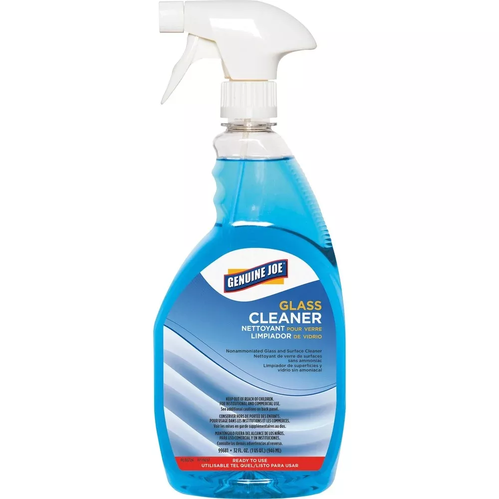 Genuine Joe Glass Cleaner, Non-ammoniated, Spray Bottle, 32 oz, Blue