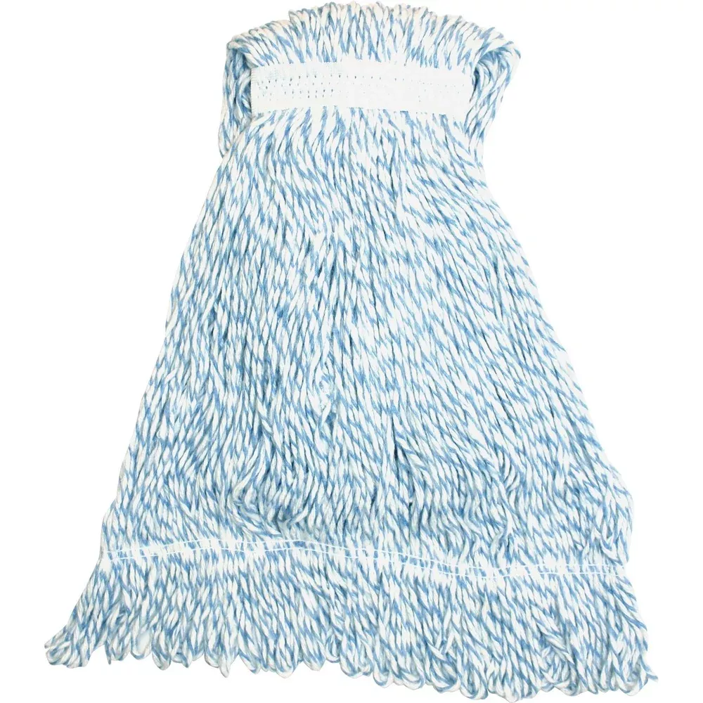 Genuine Joe Medium Striped Finish Mop Looped, 21oz., Blue/White