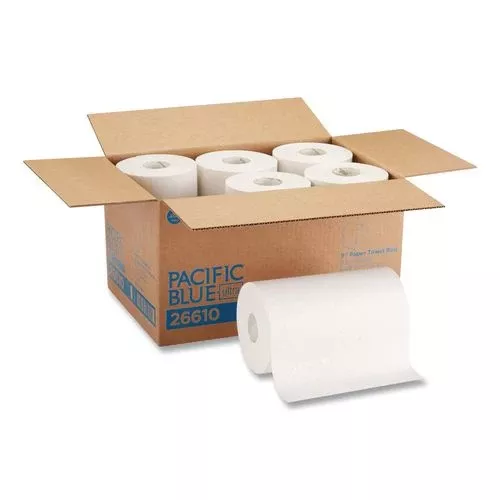 Georgia Pacific Professional 26610 SofPull Hardwound Paper Towel Roll, Nonperforated, 1-Ply, 9" x 400 ft, White, 6 Rolls/Carton