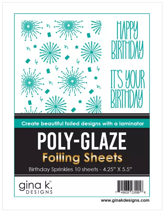 Gina K Designs Poly-Glaze Foiling Sheets - Birthday Sprinkles