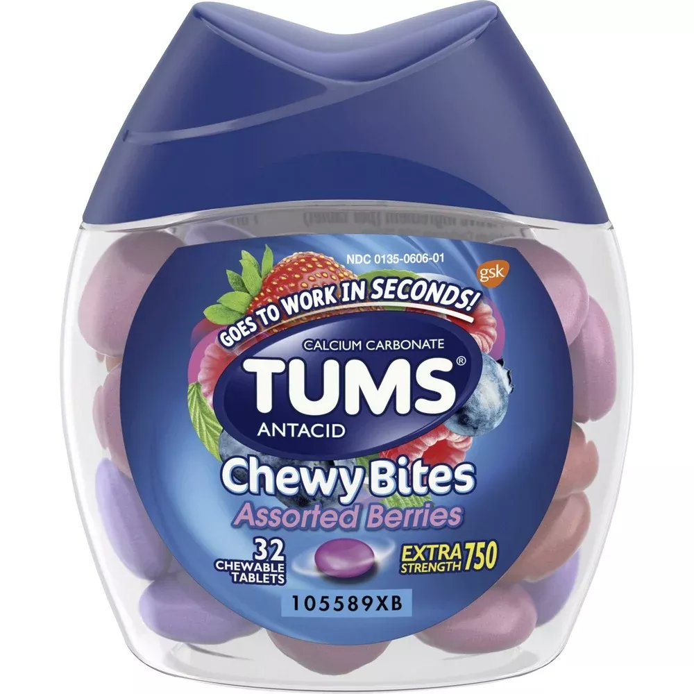 Glaxosmith Kline Cnsmr Hlth Antacid, Chewy Bites, Assorted Berries, 32/Bottle, AST