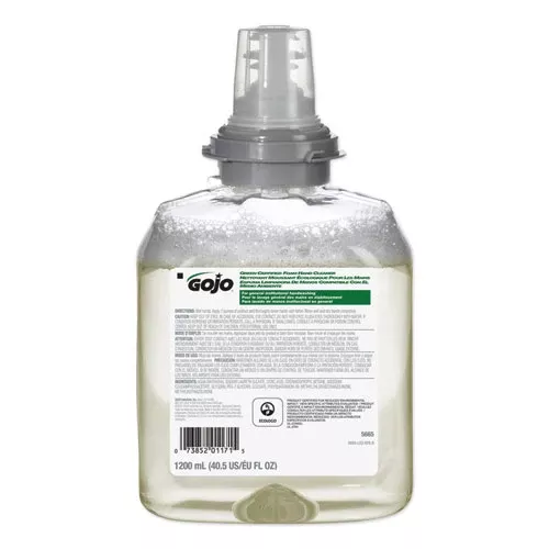 GOJO 5665-02 Tfx Green Certified Foam Hand Cleaner Refill, Unscented, 1,200 Ml