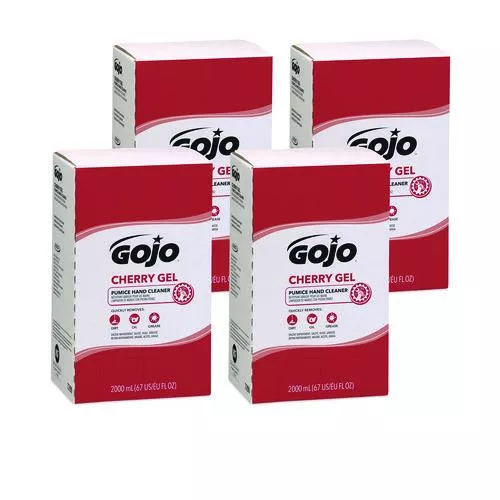 GOJO 7290-04 Cherry Gel Pumice Hand Cleaner Refill, Cherry Scent, 2,000 mL, 4/Carton