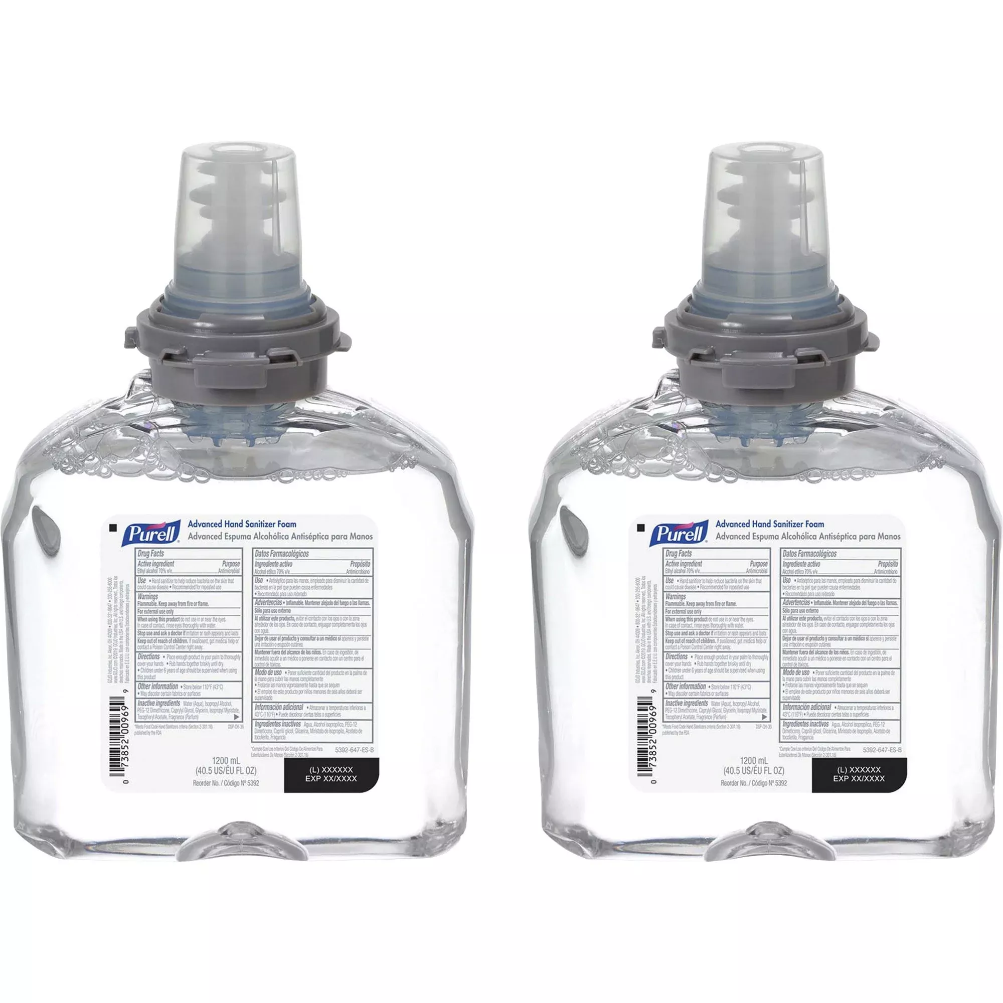 GOJO Refill, f/ PURELL TFX Dispenser, 1200 ml, 2/CT, Foam