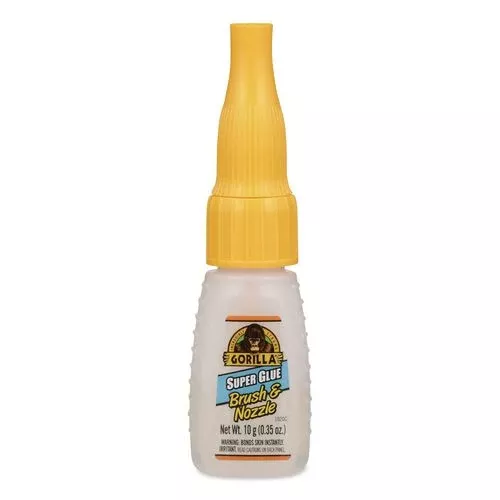 Gorilla 7500101 Super Glue With Brush And Nozzle Applicators, 0.35 Oz, Dries Clear