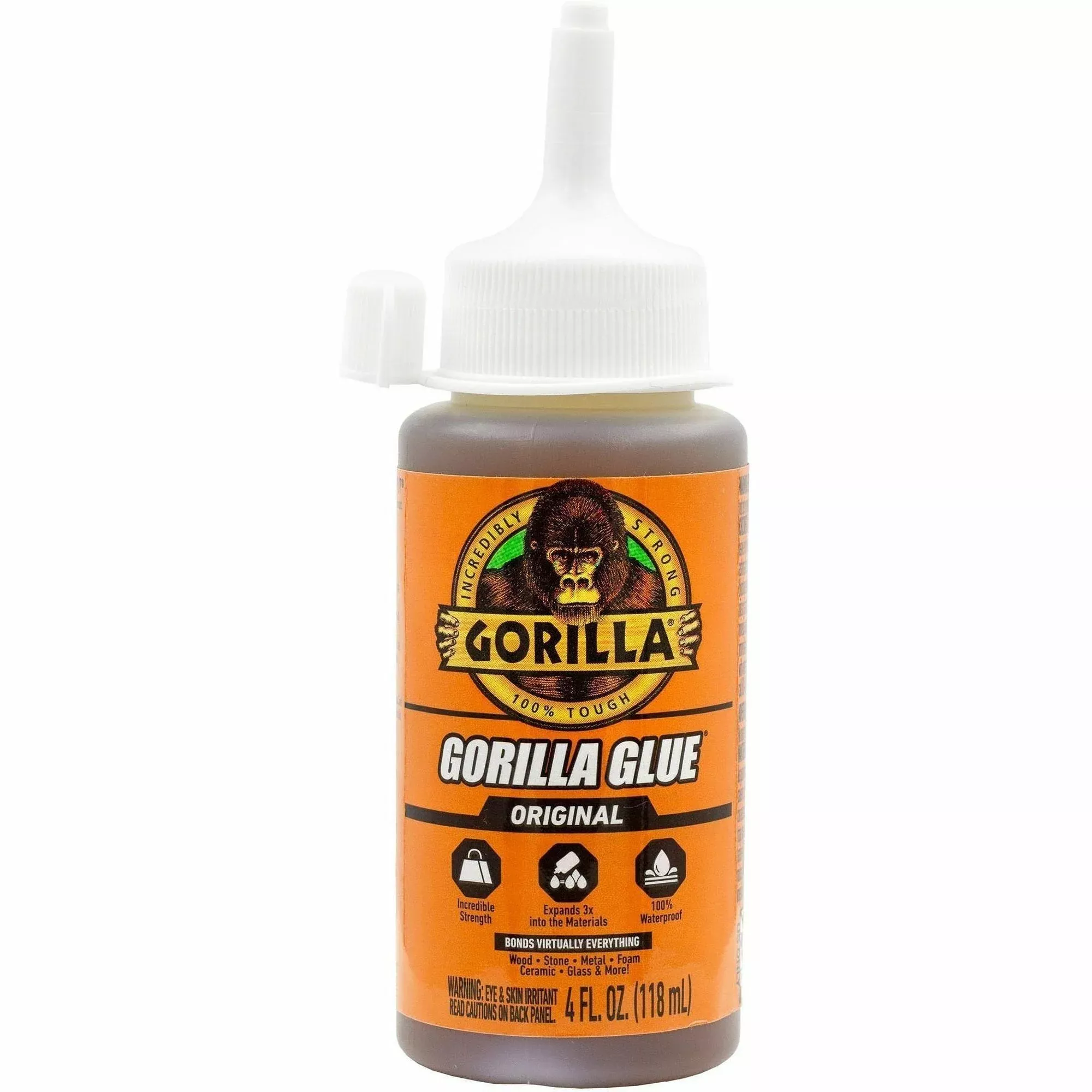 Gorilla Original Formula Glue, 4 oz, Dries Light Brown