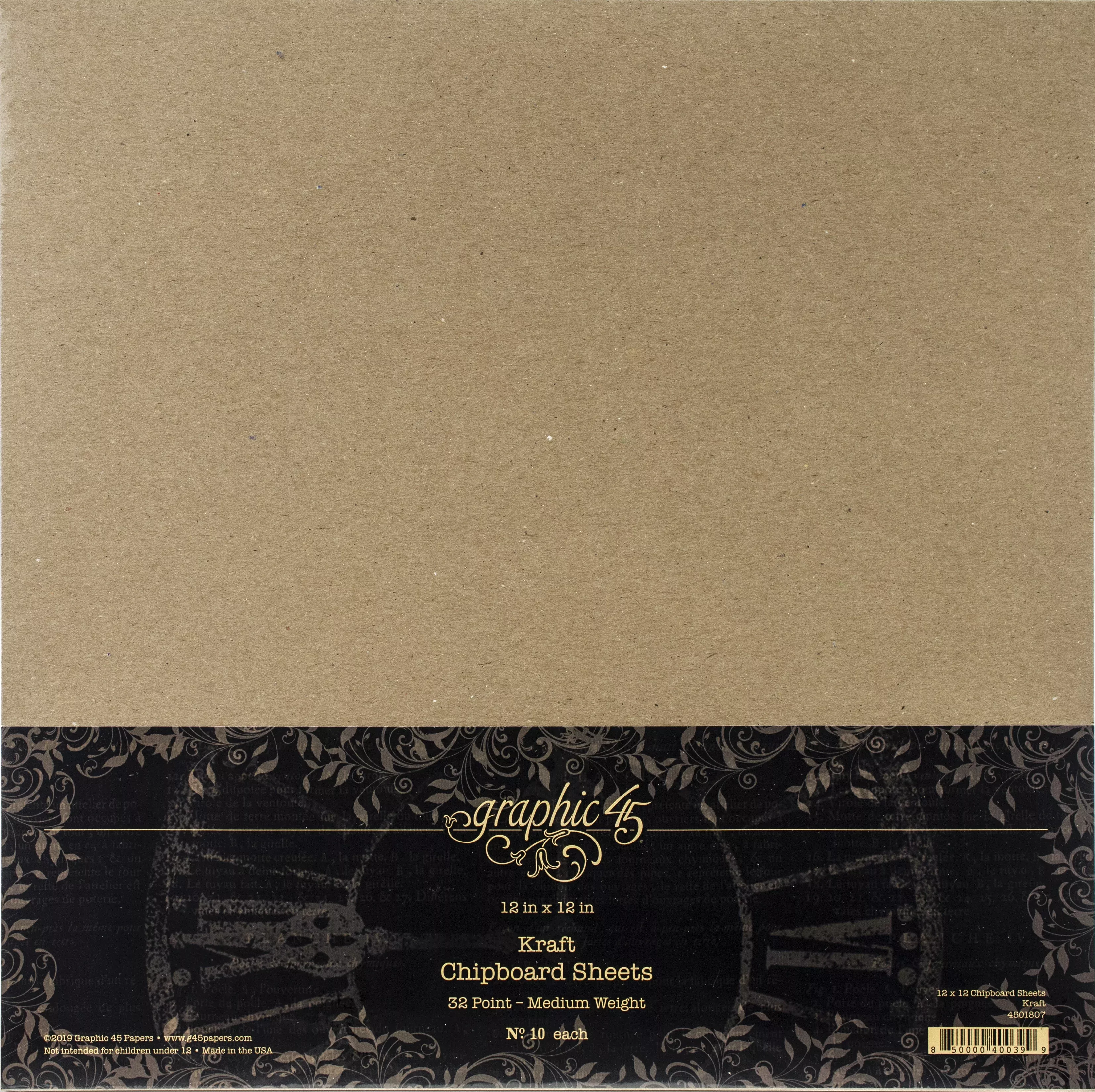 Graphic 45 Staples Chipboard 12"X12" 10/Pkg Kraft