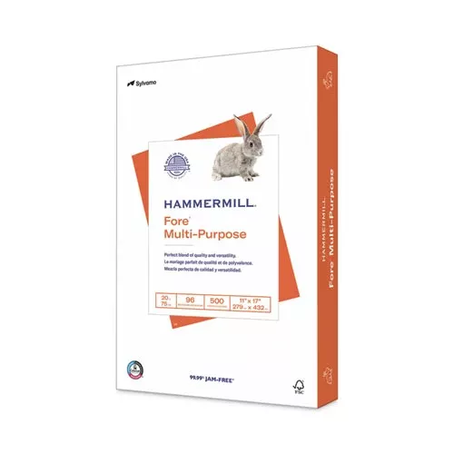 Hammermill 10319-2 Fore Multipurpose Print Paper, 96 Bright, 20 lb Bond Weight, 11 x 17, White, 500/Ream