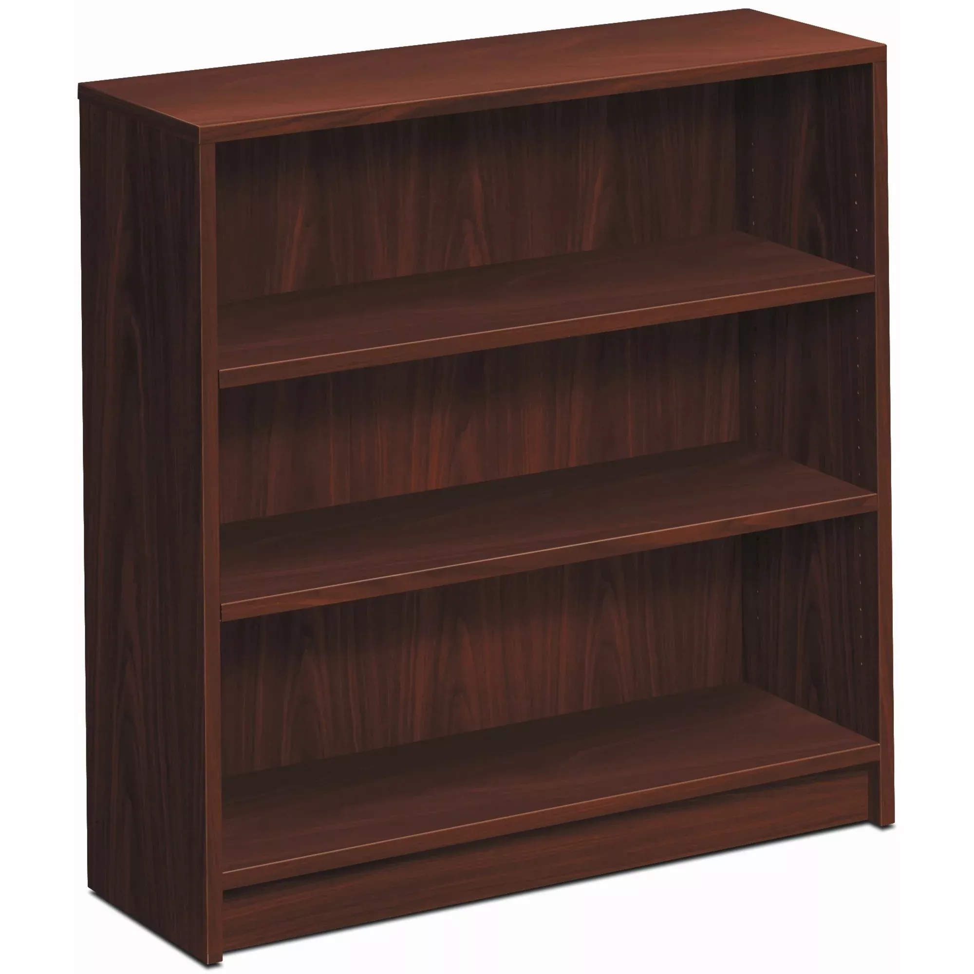 HON 3 Shelf Bookcase, 2 Adj., 36"Wx11-1/2"Dx36-1/8"H, Mahogany