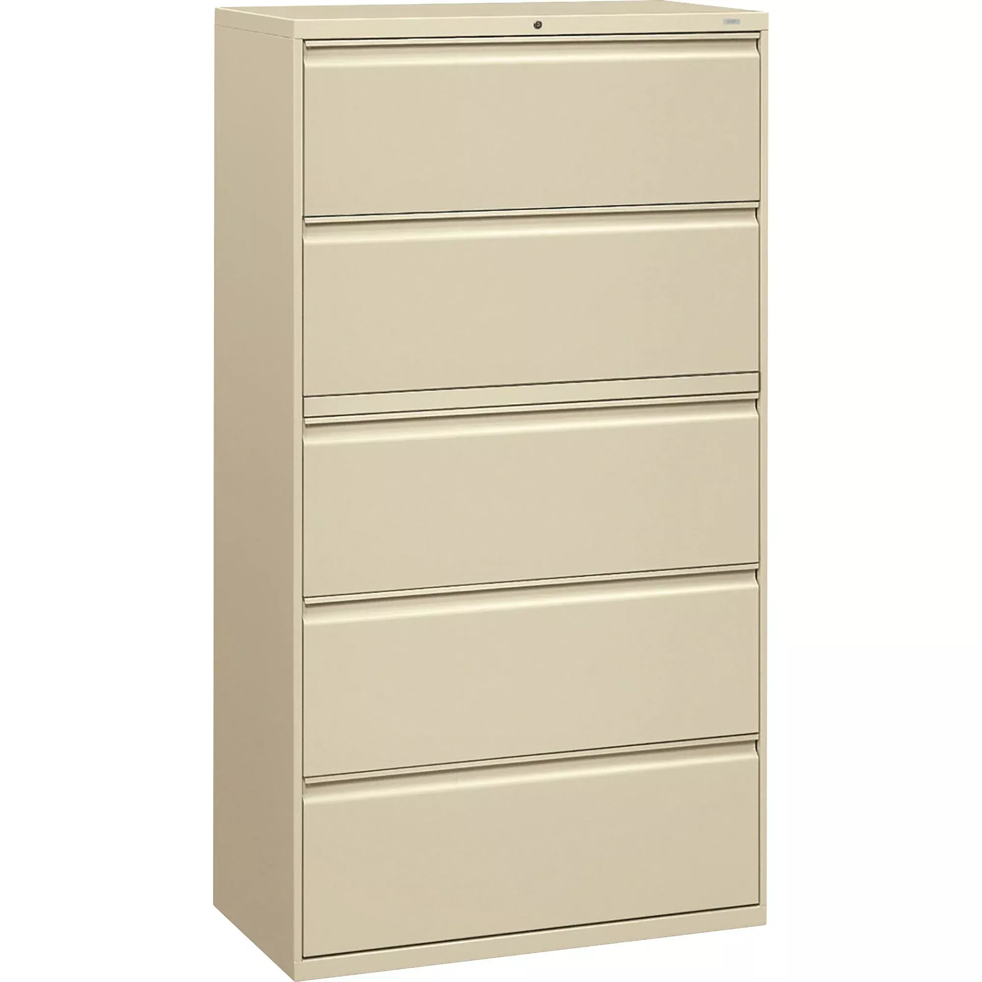 HON 5-Drawer Lateral File, W/Lock, 36"x19-1/4"x67", Putty