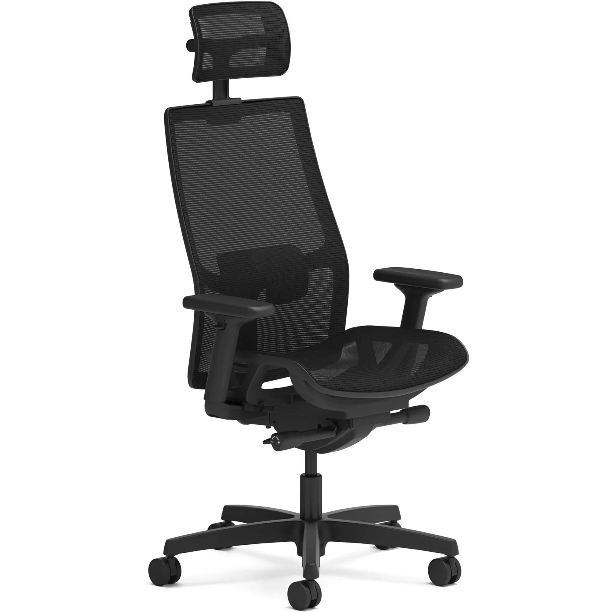 HON Ignition 2.0 4-Way Stretch Mesh Back/Seat Task Chair with Headrest, Supports Up to 300 lbs, 17" to 21" Seat, Black Seat/Base