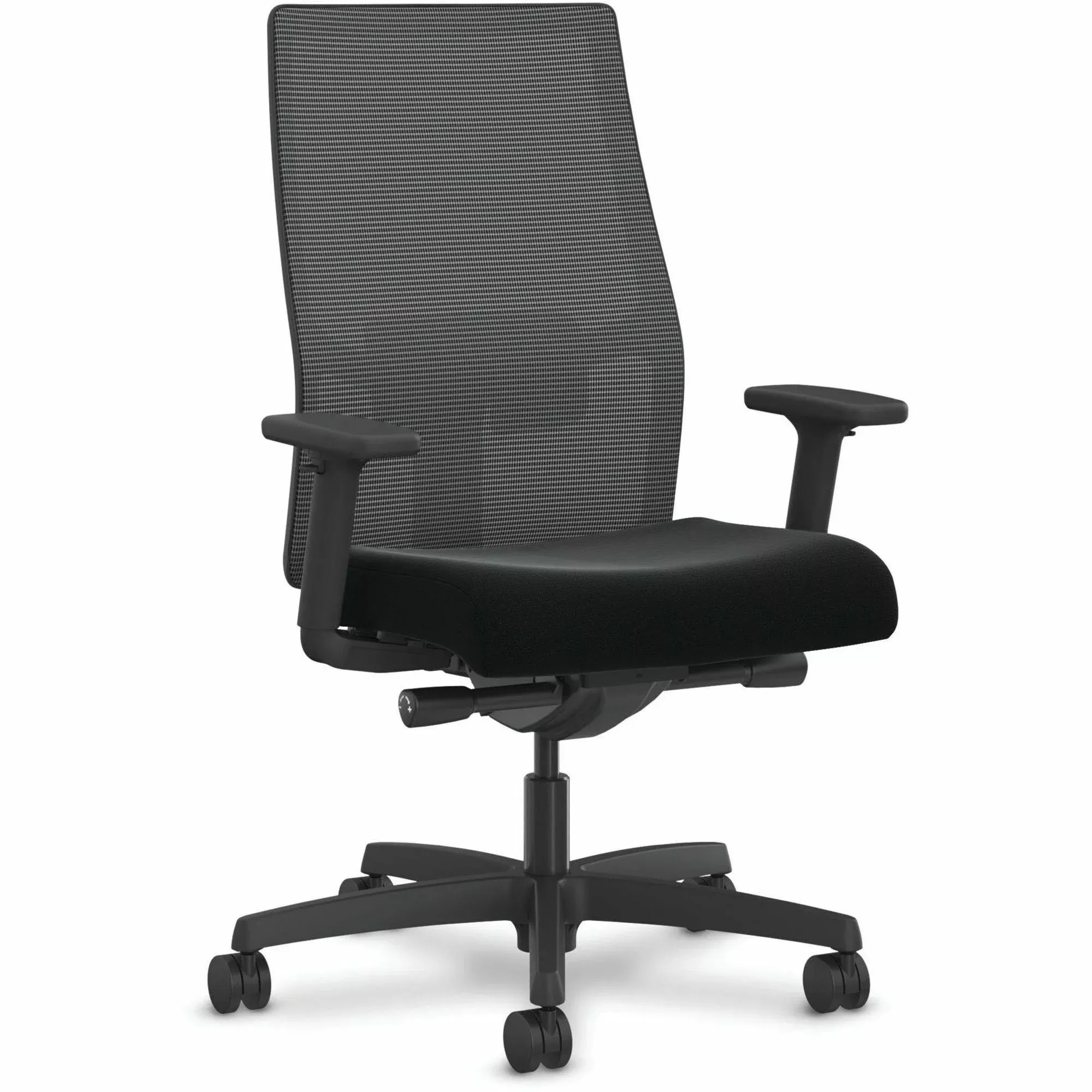 HON Ignition 2.0 4-Way Stretch Mid-Back Mesh Task Chair, Adjustable Lumbar Support, Black Seat/Back, Black Base
