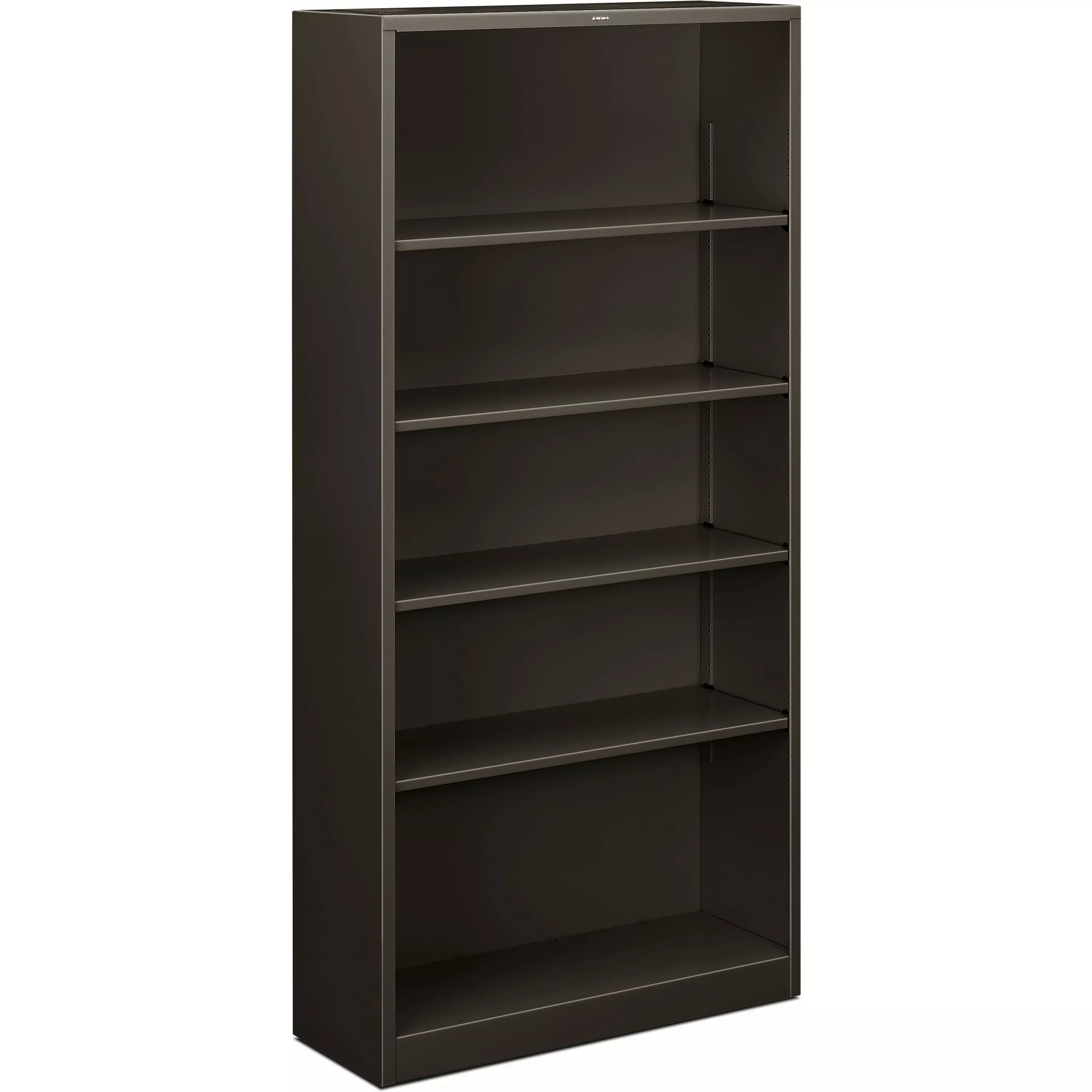 HON Metal Bookcase, Five-Shelf, 34.5w x 12.63d x 71h, Charcoal