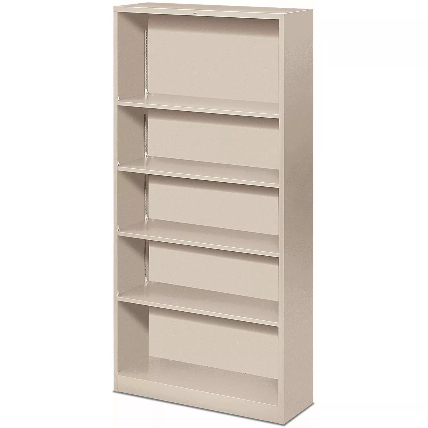 HON Metal Bookcase, Five-Shelf, 34.5w x 12.63d x 71h, Light Gray