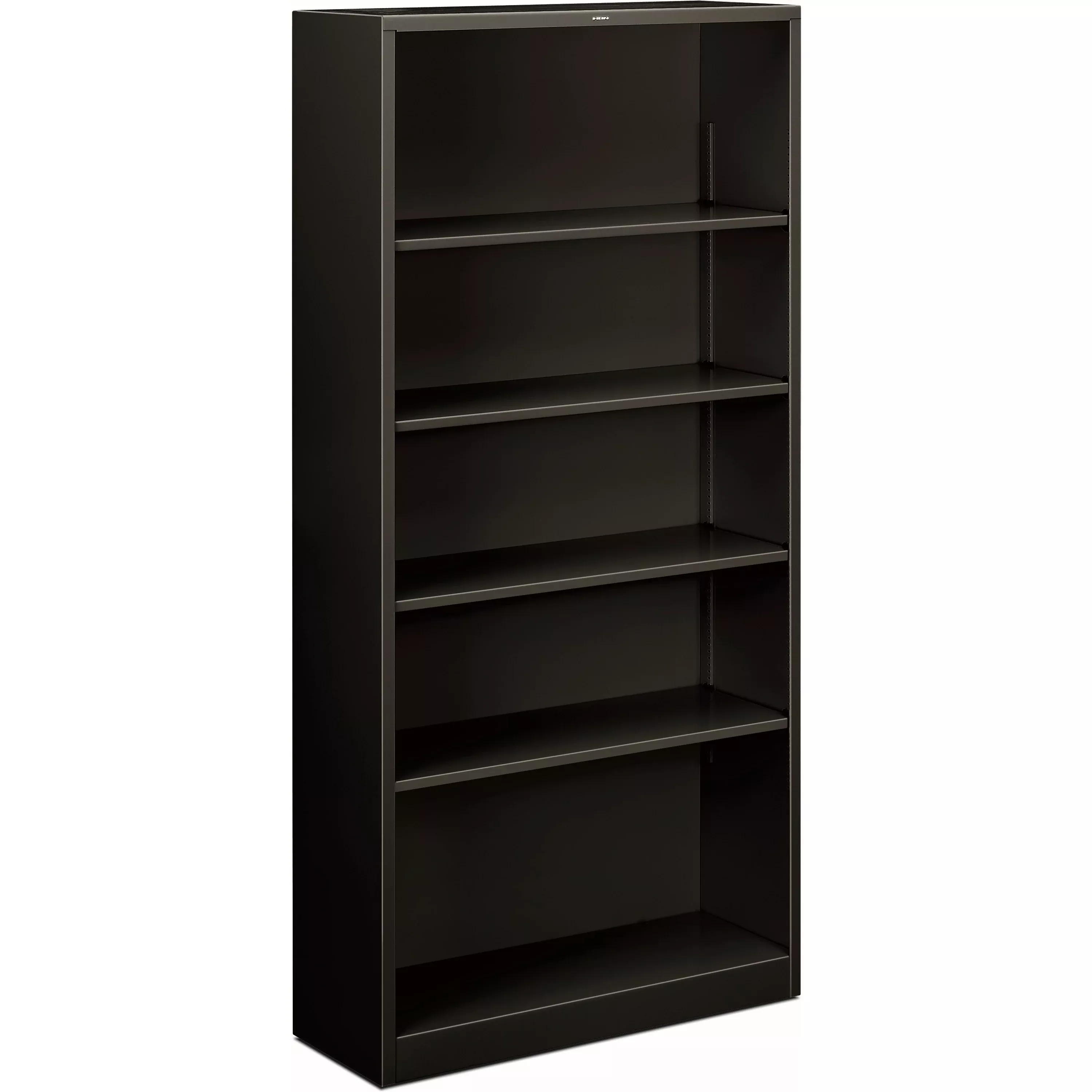 HON Metal Bookcase, Five-Shelf, 34.5w x 12.63w x 71h, Black