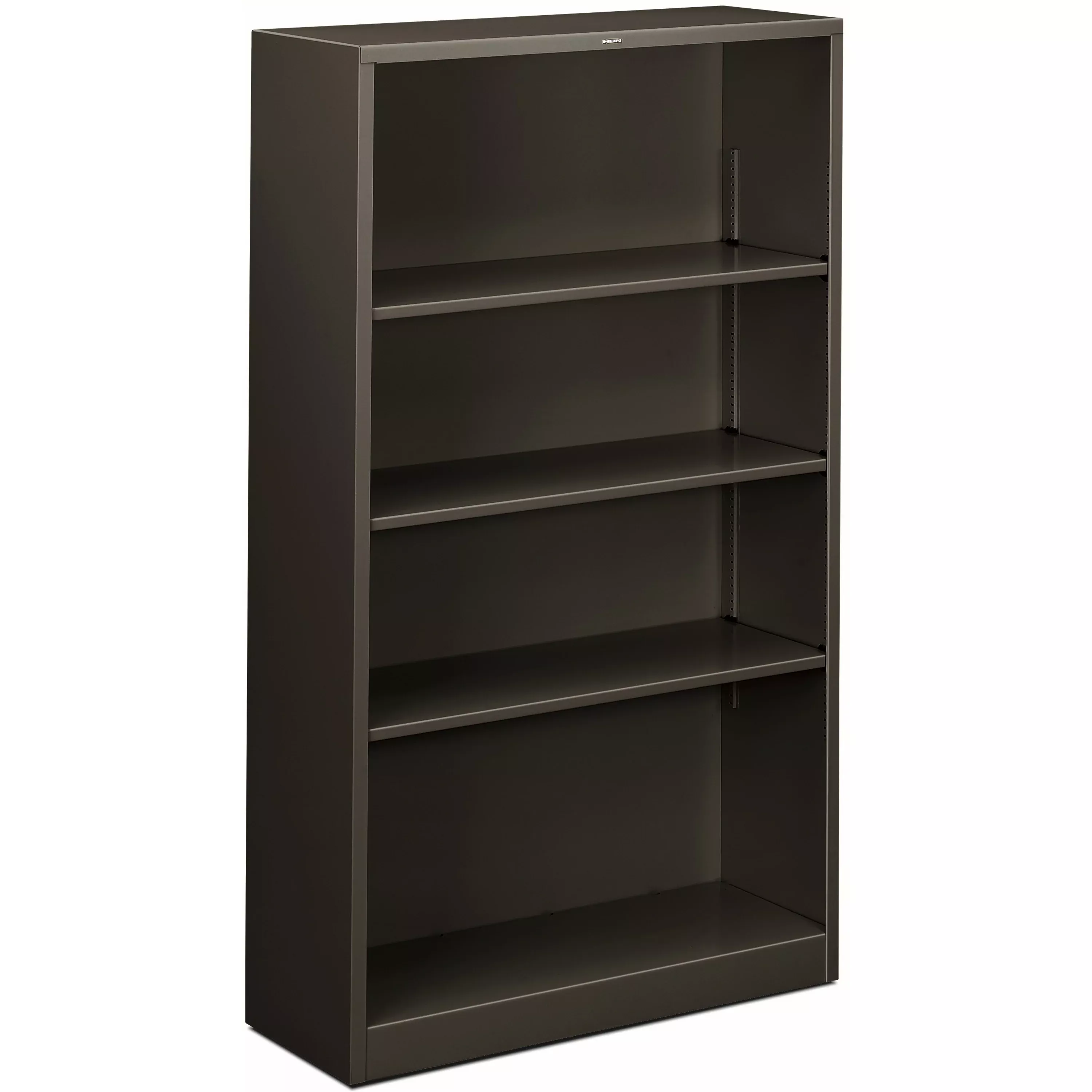HON Metal Bookcase, Four-Shelf, 34.5w x 12.63d x 59h, Charcoal