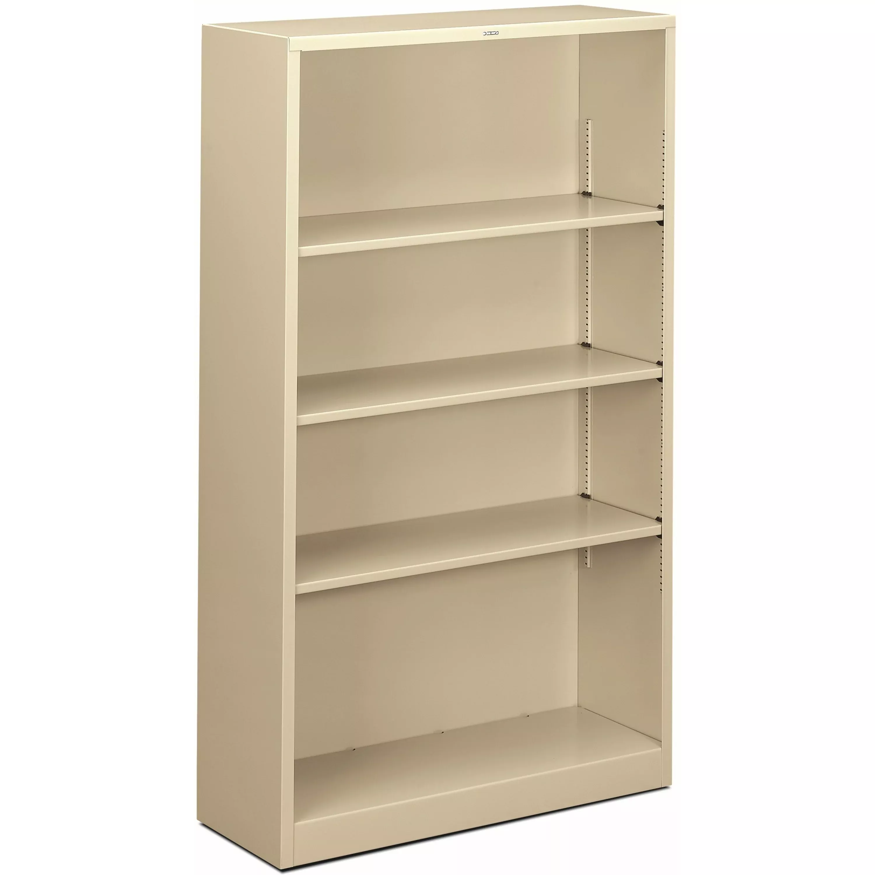 HON Metal Bookcase, Four-Shelf, 34.5w x 12.63d x 59h, Putty