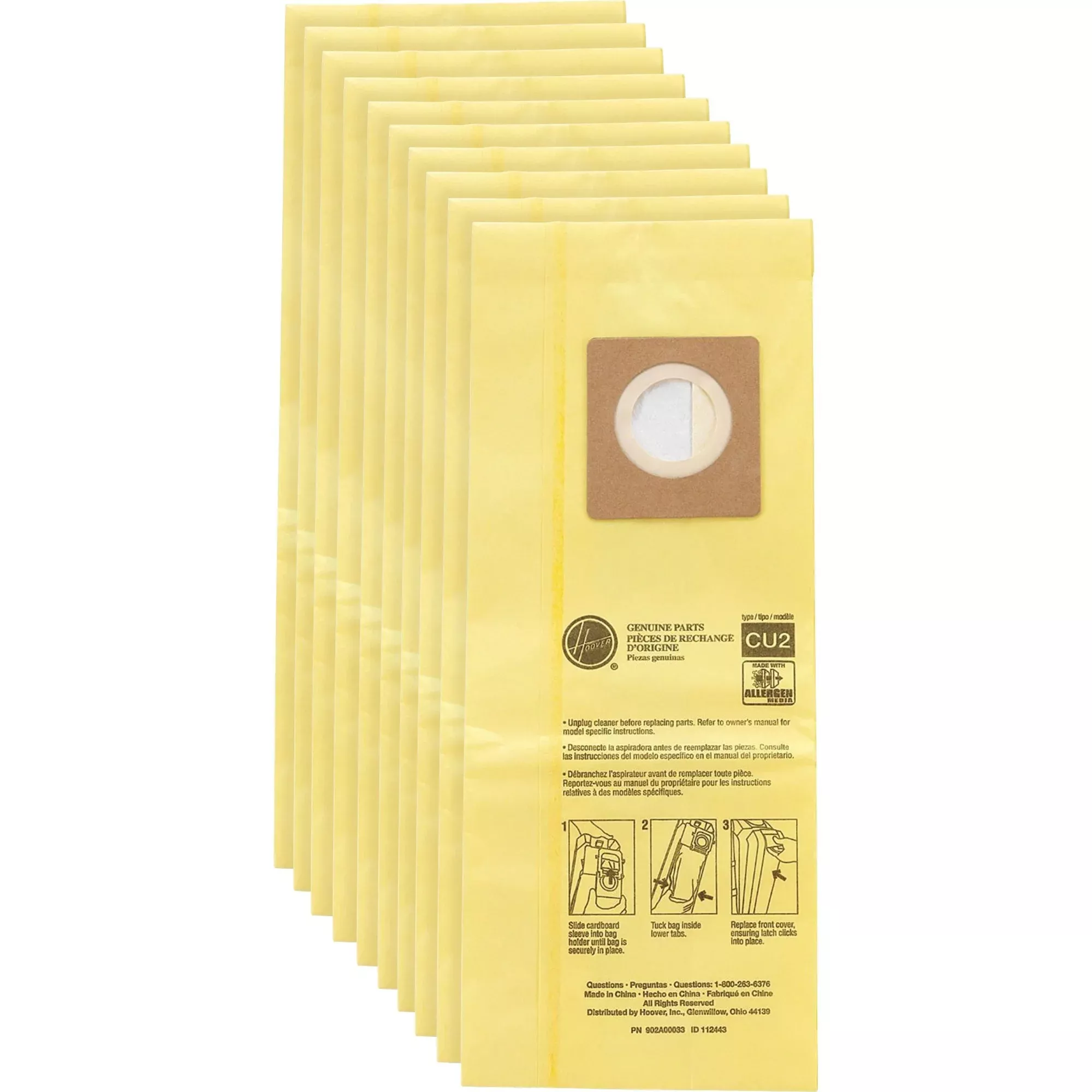 Hoover Hushtone Vacuum Bags, Yellow, 10/pack