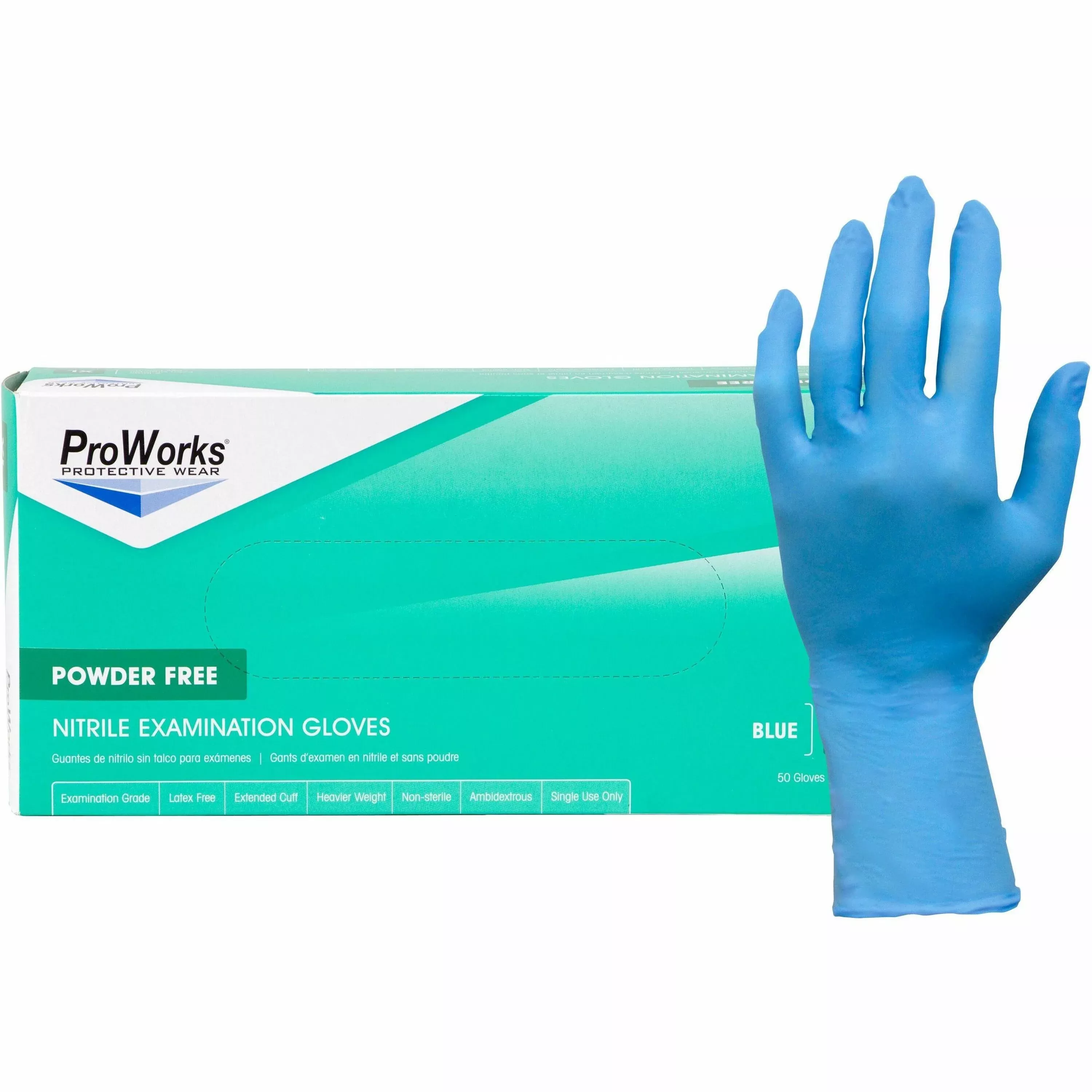 HOSPECO Exam Gloves,ExtendedCuff,Nitrile,8 mil,2XL,100/BX,10BX/CT,BE