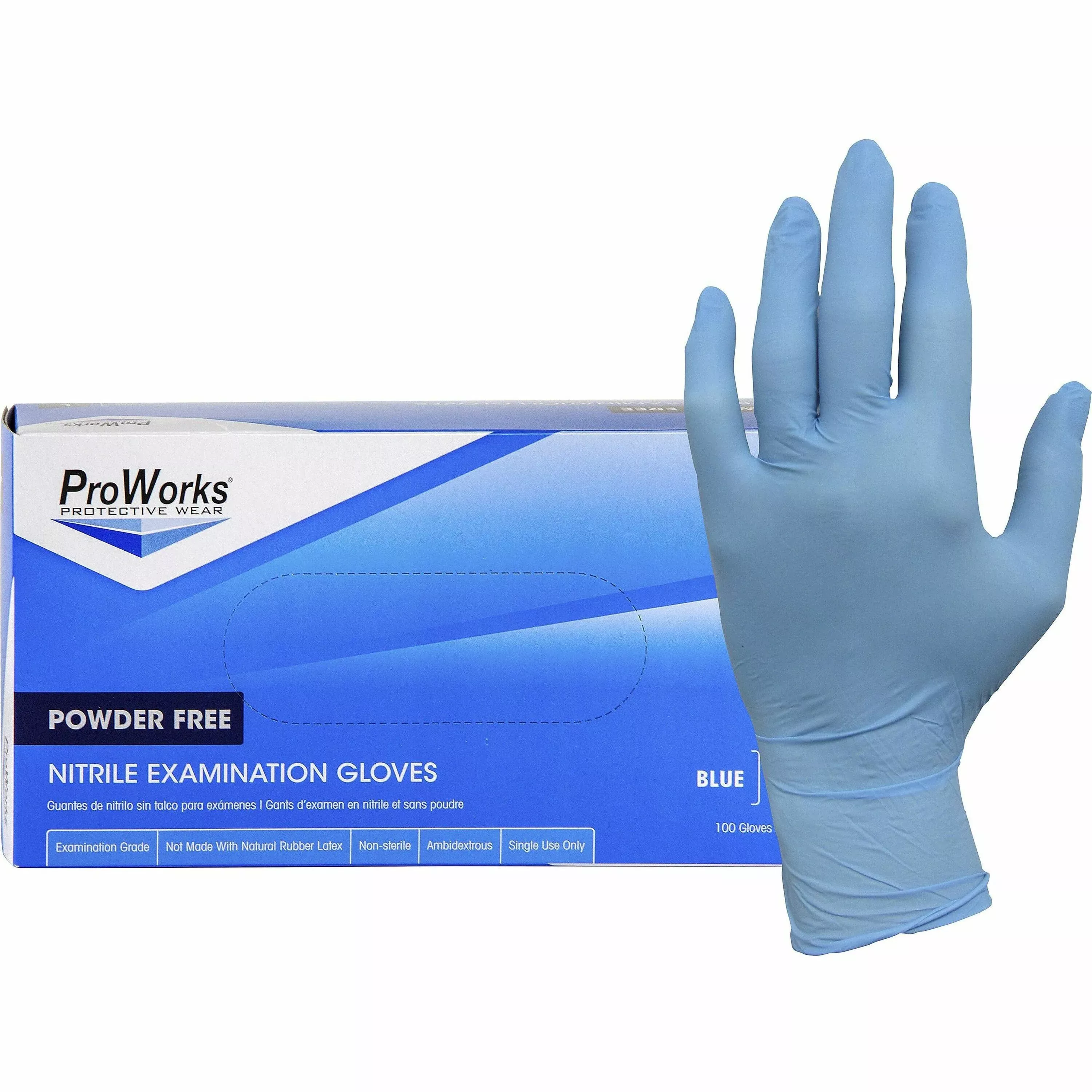 HOSPECO Proworks Ntrl Exam Glv 9 .5In Sm 5Mil Blu 10/100