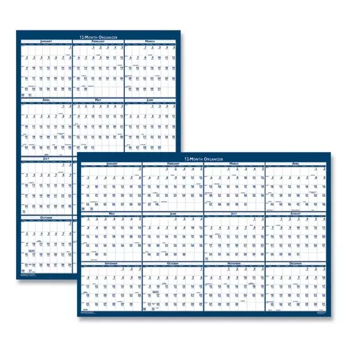 House of Doolittle 3960 Recycled Poster Style Reversible/Erasable Yearly Wall Calendar, 18 x 24, White/Blue/Gray Sheets, 12-Month (Jan to Dec): 2026
