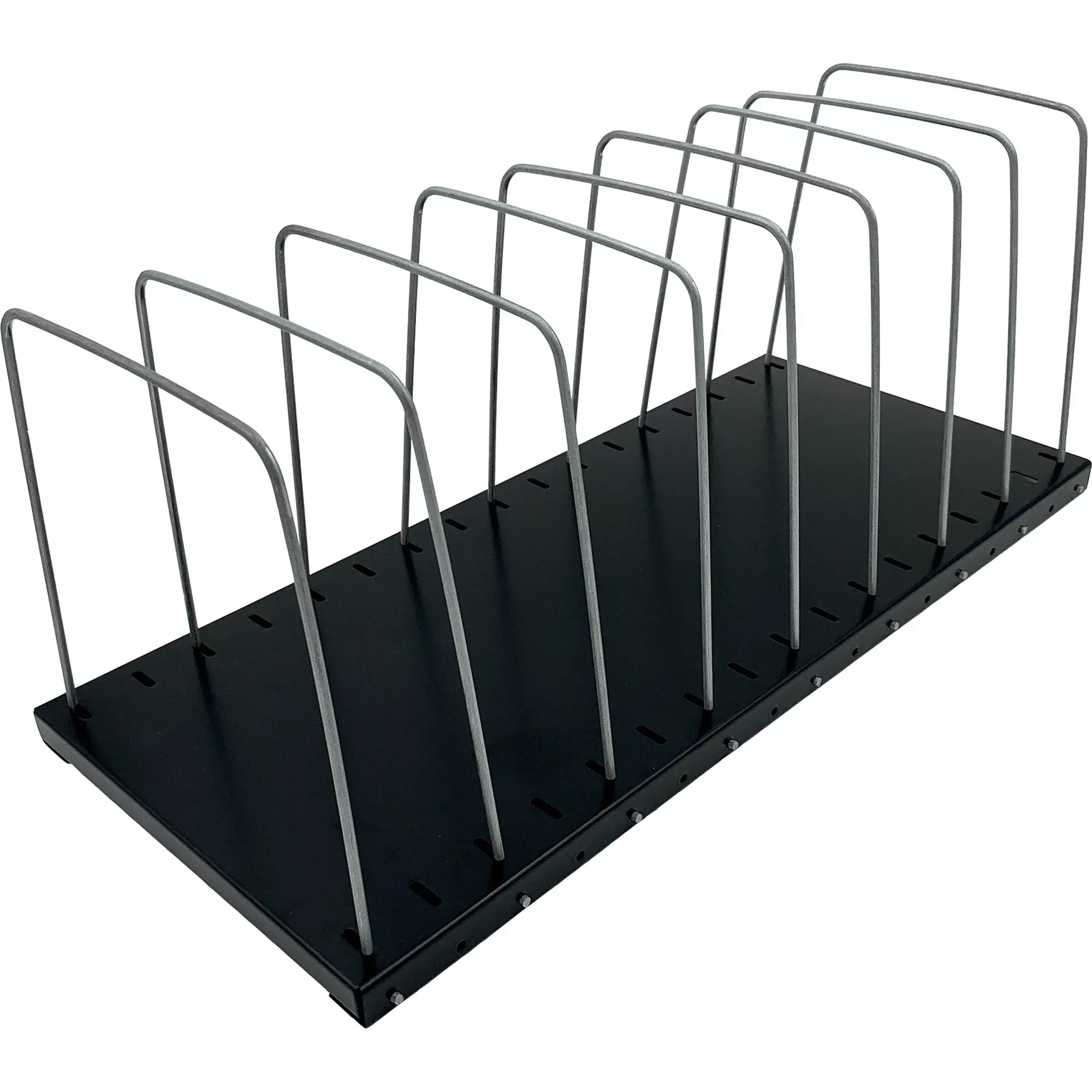 Huron Desk Organizer,Vert,Adj Wire,8 Slots,18-1/4"x8"x7-1/2",BK