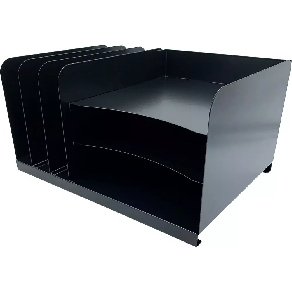 Huron Desk Organizer,Vertical/Horizontal,6 Slots,15"x11"x8",Black