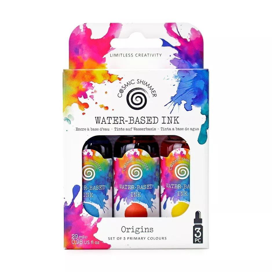 Katy Sue Designs Andy Skinner Cosmic Shimmer Origins Water-Based Inks – Set of 3 (Primary Colours)