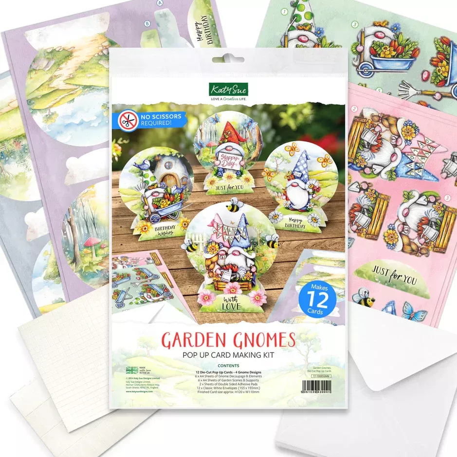 Katy Sue Designs Garden Gnomes Pop Up Card Making Kit
