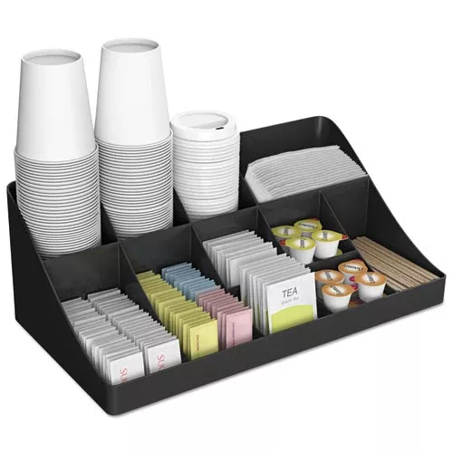 Mind Reader COMORGBLK 11-Compartment Coffee Condiment Organizer, 18.25 x 6.63 x 9.78, Black