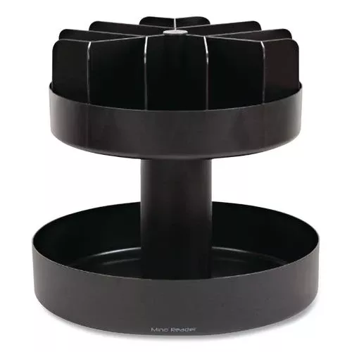 Mind Reader SNACKCARBLK Supreme Lazy Suzan Condiment/Snack Organizer, 2 Compartments, 22.05 x 2.05 x 16.14, Black