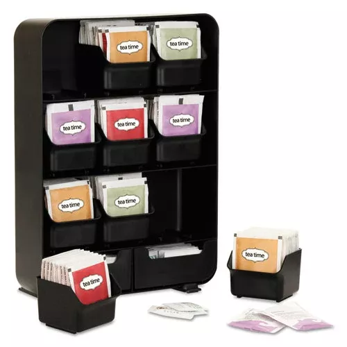 Mind Reader TBORG-BLK Baggy Nine-Drawer Tea Bag and Accessory Holder, 10.24 x 4.33 x 13.11, Black