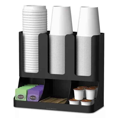 Mind Reader UPRIGHT6BLK Flume Six-Section Upright Coffee Condiment/Cup Organizer, 11.5 x 6.5 x 15, Black