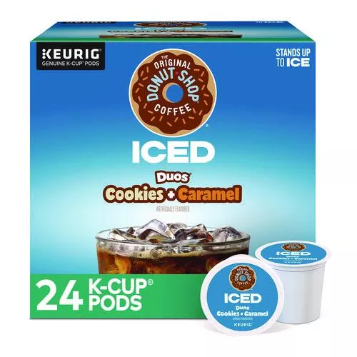The Original Donut Shop 5000373021 Iced Duos Cookies + Caramel Iced Coffee K-Cup Pods, 24/Box