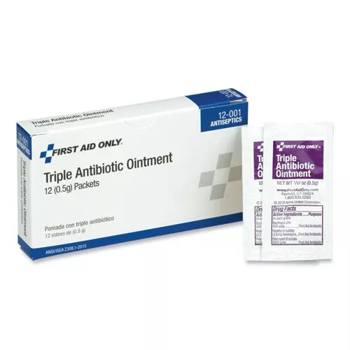 PhysiciansCare by First Aid Only 12-001 First Aid Kit Refill Triple Antibiotic Ointment, Packet, 12/box