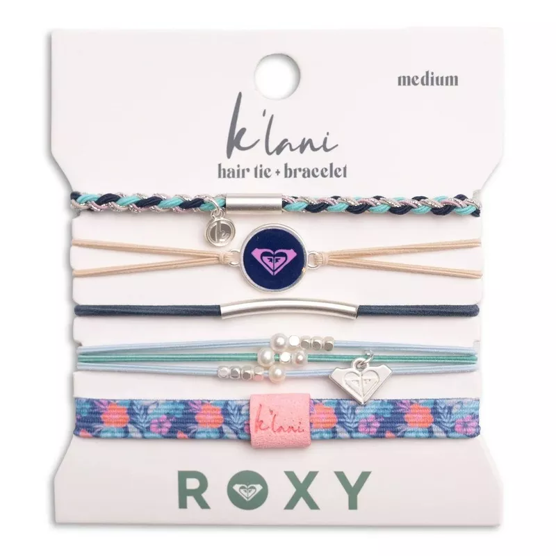 "Roxy Ocean Bloom" Tropical Blues Hair Tie Bracelets: Medium