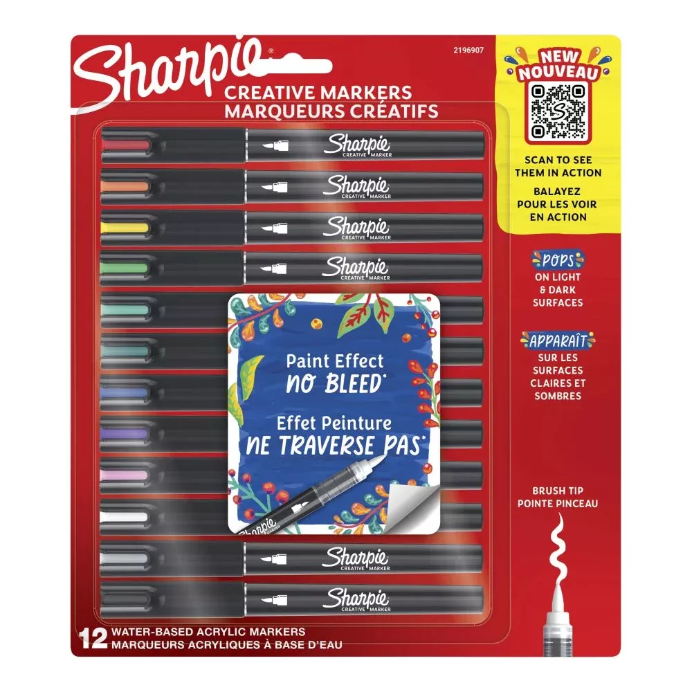 sharpie creative brush tip acrylic markers assorted colours set 12