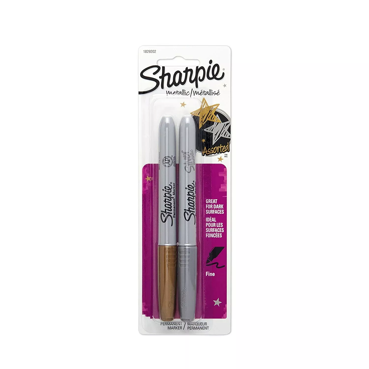 sharpie fine tip permanent marker metallic assorted set 2
