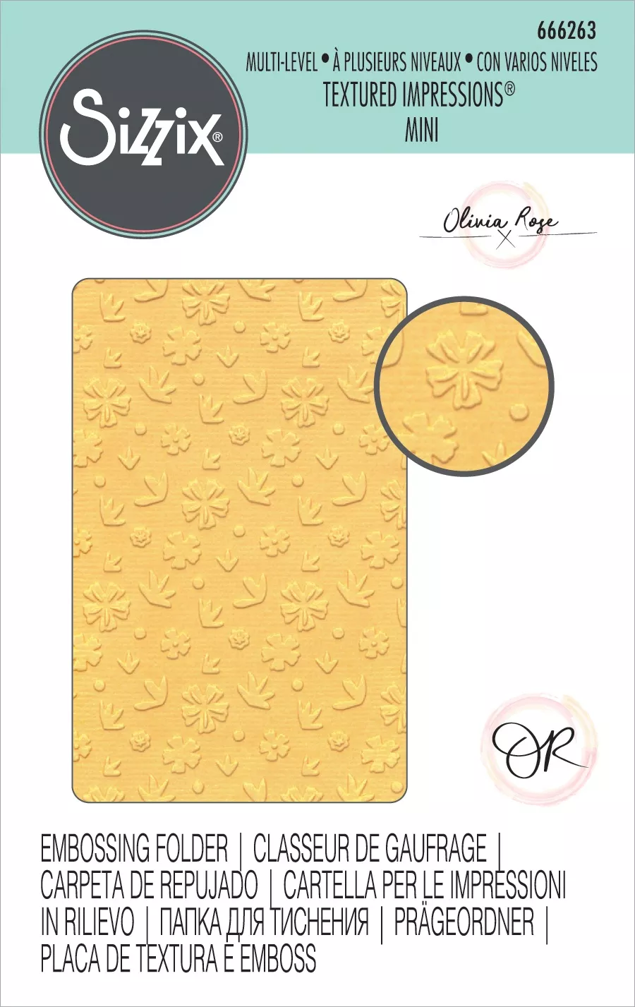 Sizzix Multi-Level Textured Impressions Embossing Folder-Mini Scattered Florals ...