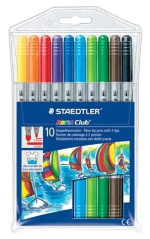 staedtler noris fibre tip dual-tip pen set 10