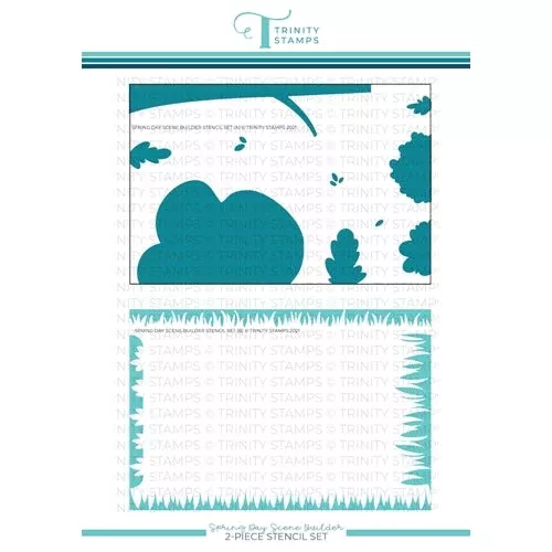 Trinity Stamps SPRING DAY SCENE BUILDER 6 x 9 Stencil Set of 2 tss034*