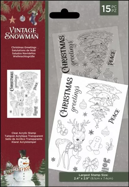 Vintage Snowman - Christmas Greetings - Clear Stamps - Crafters Companion