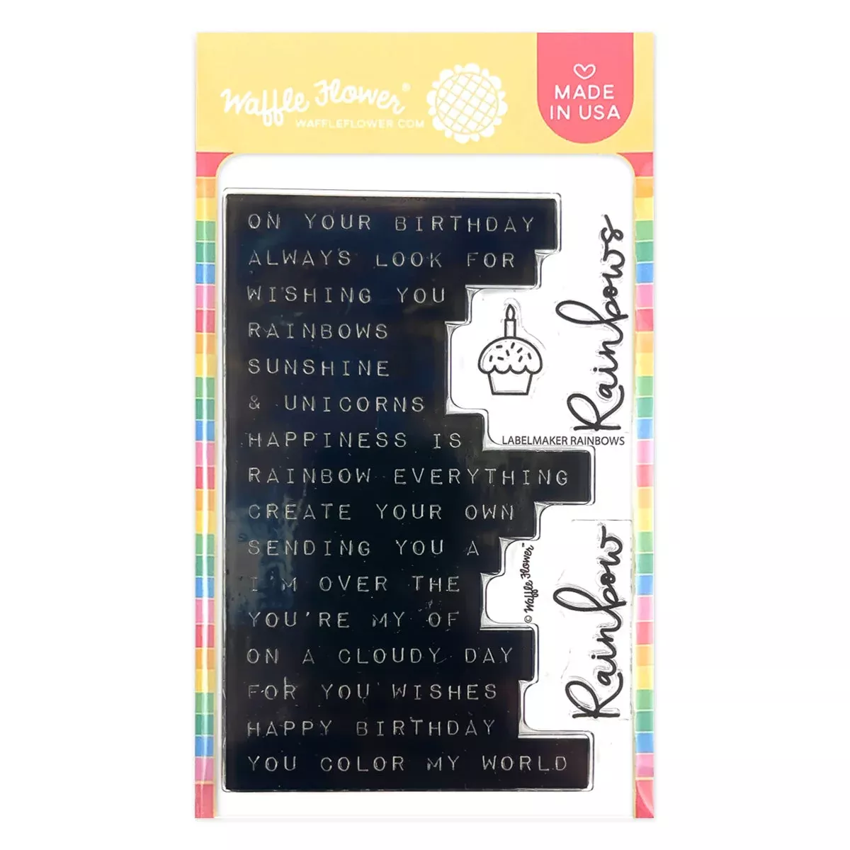 Waffle Flower Label Maker Rainbow Clear Stamps 420717*