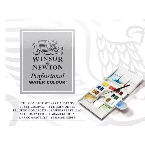 winsor & newton professional watercolour paint compact with brush set 14
