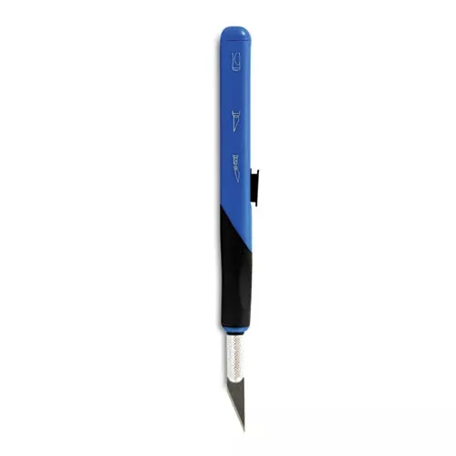 X-ACTO X3204 Retract-A-Blade Knife, #11 Blade, 5.25" Plastic Handle, Blue/Black