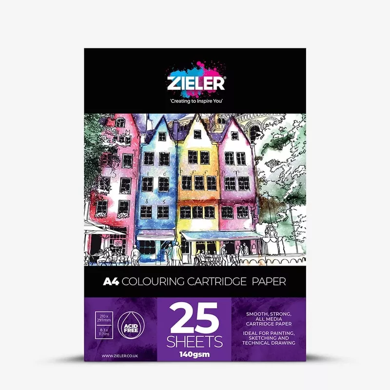 Zieler : Colouring Cartridge Pad : 140gsm : 25 sheets : A4